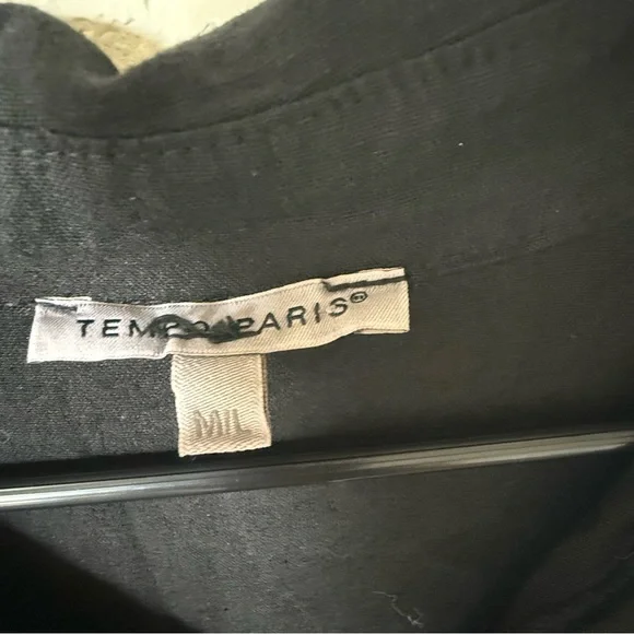 Tempo Paris Linen Cotton Shirt Dress Black M/L Made in Italy Button Front - Picture 5 of 9